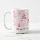 Pink Pine Trees Aquarell Weihnachten Kaffeetasse (Links)