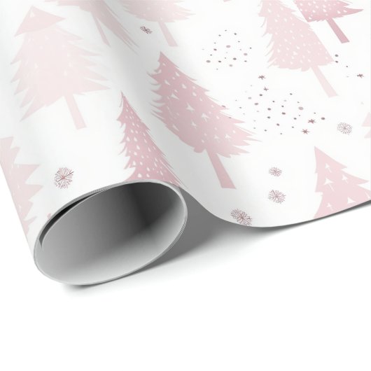 Pink Pine Trees Geschenkpapier (Rolleneckpunkt)