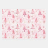 Pink Pine Trees Vintage Weihnachten Geschenkpapier Set (Vorderseite)