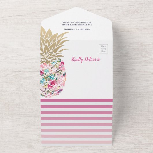 Pink Pineapa Bläserndusche & Windelwanne All In One Einladung (Außenbereich)