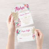 Pink Pineapa Bläserndusche & Windelwanne All In One Einladung (Abreißen)