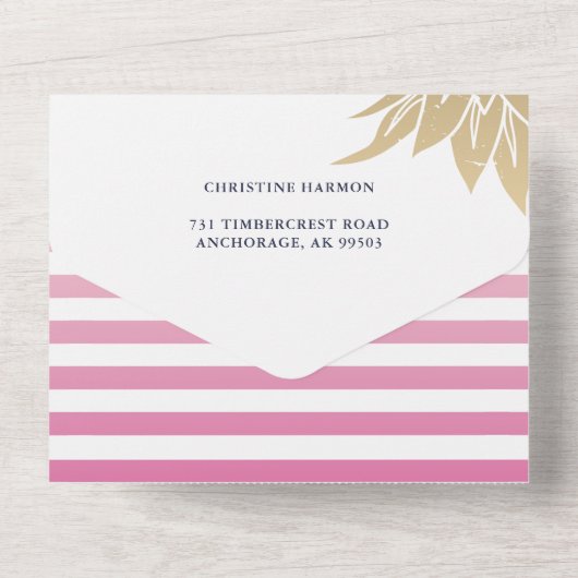 Pink Pineapa Bläserndusche & Windelwanne All In One Einladung (Rückseite)