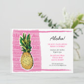 Pink Pineape Luau Einladung (Stehend Vorderseite)