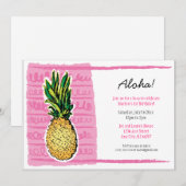 Pink Pineape Luau Einladung (Vorne/Hinten)
