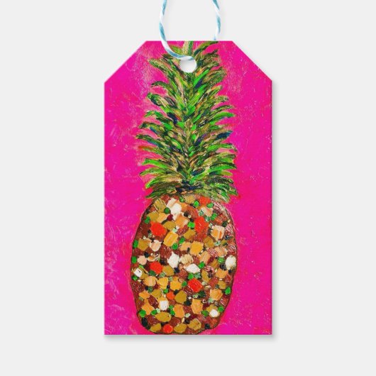 Pink Pineappel-Geschenk-Tag Geschenkanhänger (Vorderseite)