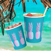 Pink Pineapples Caribbean Blue   Serviette