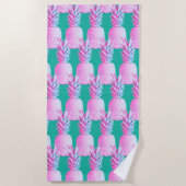 Pink Pineapples Caribbean Blue   Strandtuch (Vorderseite)