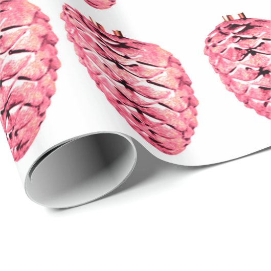 Pink Pinecones Wrapping Paper Geschenkpapier (Rolleneckpunkt)