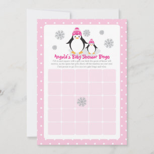 Pink Pinguin Baby Dusche Bingo Karte