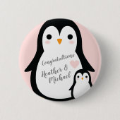 Pink Pinguin Baby Dusche Button (Vorderseite)