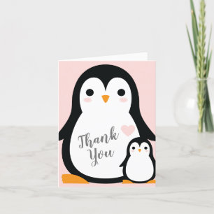 Pink Pinguin Baby Dusche Dankeskarte