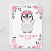 Pink Pinguin Baby Dusche Einladung, rustikal Einladung (Rückseite)