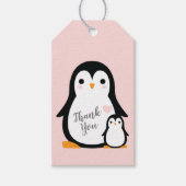 Pink Pinguin Baby Dusche Geschenkanhänger (Vorderseite)