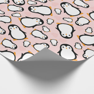 Pink Pinguin Baby Dusche Geschenkpapier