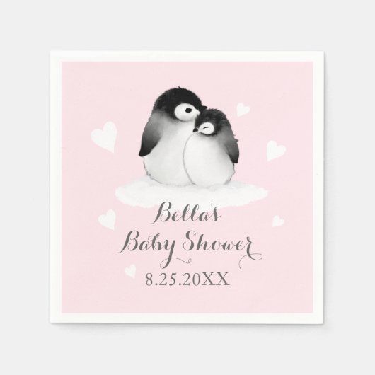 Pink Pinguin Paper Napkins Serviette (Vorderseite)