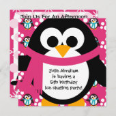 Pink-Pinguin-Party Einladung (Vorne/Hinten)