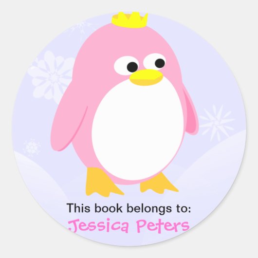 Pink Pinguin Personalisierte Labels Runder Aufkleber (Vorderseite)