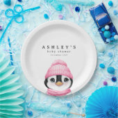 Pink Pinguin Winter Baby Dusche Pappteller (Party)