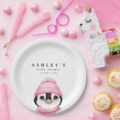 Pink Pinguin Winter Baby Dusche Pappteller (Party)