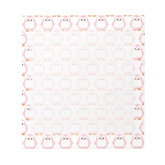 Pink Pinguin Zeichnend Notizblock (Vorderseite)