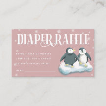 Pink Pinguins Baby Duschkabine Windeln Raffle Tick