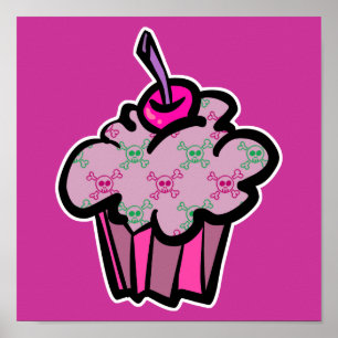 Pink-Pink-Schädelkreuz Poster
