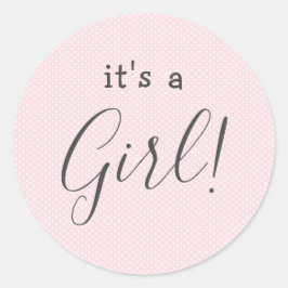 Pink pinkfarbener Polka-Punkt Es ist ein Girl-Gefa Runder Aufkleber