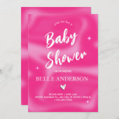 Pink Pinselstriche y2k Retro Baby Dusche Einladung (Vorne/Hinten)