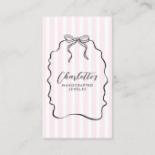 Pink Pinstripe Ribbon Doodle Jewelier Designer Visitenkarte (Vorderseite)