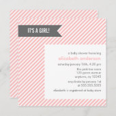 Pink Pinstripes Girl Babydusche Einladung (Vorne/Hinten)