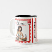 Pink Pinup Bachelorette Zweifarbige Tasse (Vorderseite Links)
