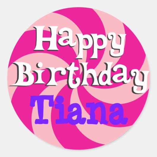 Pink Pinwheel Girly Birthday Abzeichen Runder Aufkleber (Vorderseite)