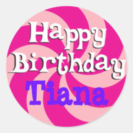 Pink Pinwheel Girly Birthday Abzeichen Runder Aufkleber