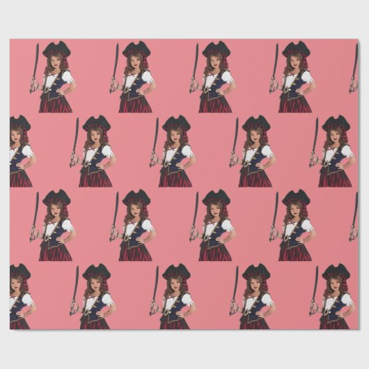 Pink-Pirat-Party liefert Wrapping Paper Geschenkpapier (Flach)