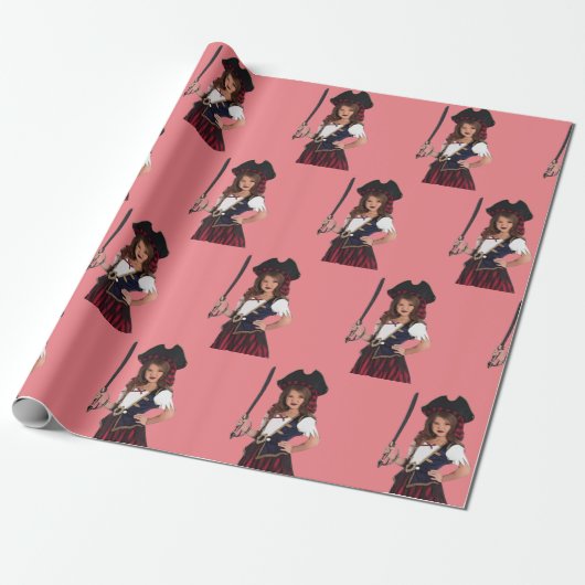 Pink-Pirat-Party liefert Wrapping Paper Geschenkpapier (Ungerollt)