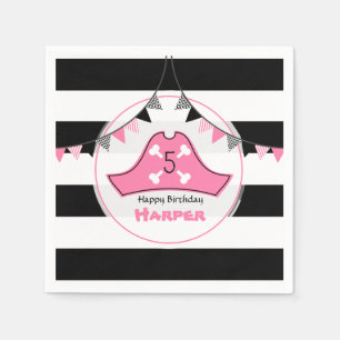 Pink Pirate Birthday Napkins Serviette