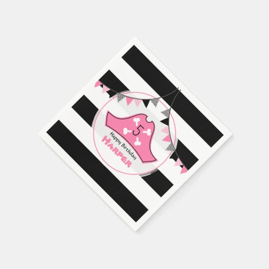 Pink Pirate Birthday Napkins Serviette (Ecke)
