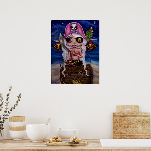 Pink Pirate Fairy mit Treasure Poster (Küche)