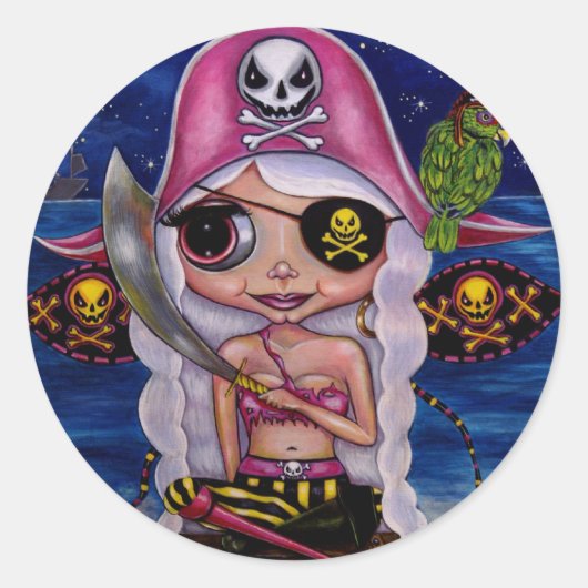 Pink Pirate Fairy Sticker (Vorderseite)