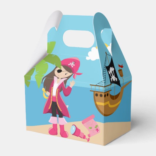 Pink Pirate Girl Birthday Party Geschenkschachtel (Vorderseite)