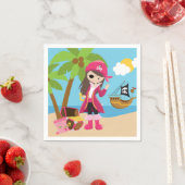 Pink Pirate Girl Birthday Party Serviette (Beispiel)