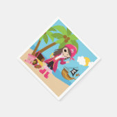 Pink Pirate Girl Birthday Party Serviette (Ecke)