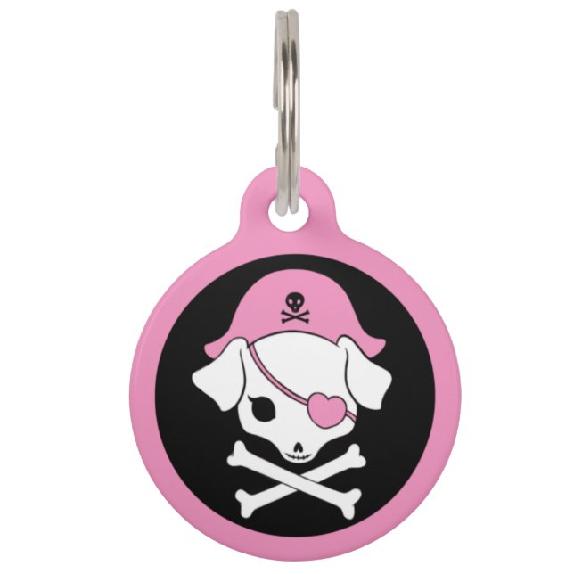 Pink Pirate Pet ID Tag Haustiermarke (Vorderseite)