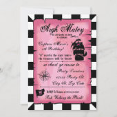 Pink Pirate Prinzessin Geburtstag, 12x18 Einladung (Vorderseite)