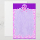 Pink Pirate Skull Flame Stationierung Briefpapier (Vorne/Hinten)
