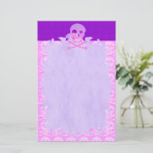 Pink Pirate Skull Flame Stationierung Briefpapier (Stehend Vorderseite)