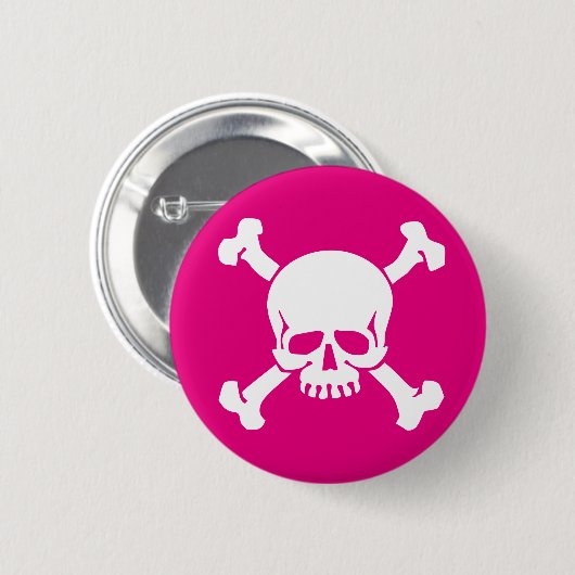 Pink Pirate, Skull und Crossbones Button (Vorne & Hinten)