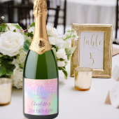 Pink pirple holografische Glitzer Tropfen Geburtst Schaumweinetikett