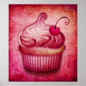 Pink Pisley Cupcake Leinwand Poster (Vorne)