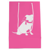 Pink Pit Bull Dog Babydusche Mittlere Geschenktüte (Rückseite)